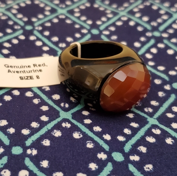 Genuine Red Aventurine Ring Size 8 - Picture 3 of 4